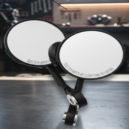 Universal Black 3" Round Handle Bar End Rearview Convex Mirrors